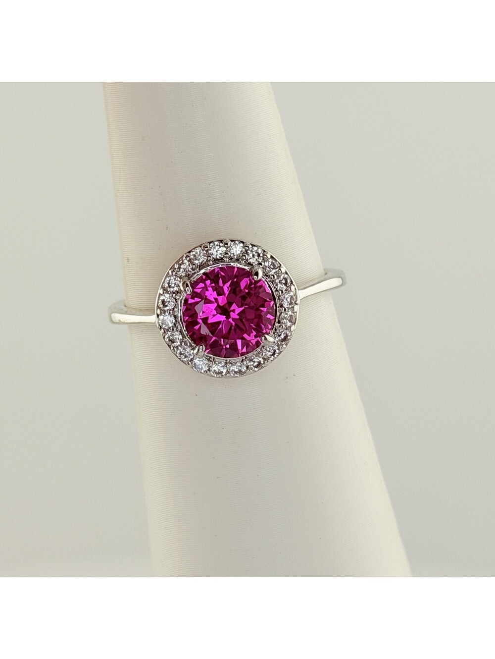 Bomb Party Sz 9 Retro RBP2350 "Rounding of Elegance" Hot Pink Topaz Rhodium HTF
